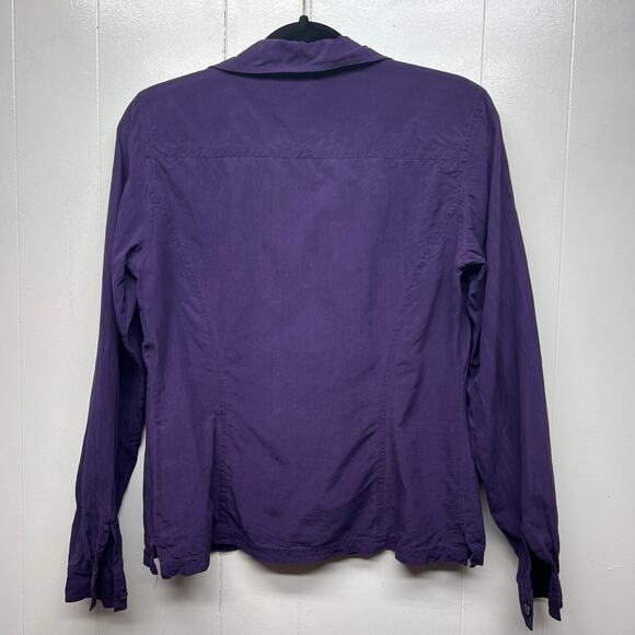 Spenser Jeremy 100% Silk Button Down Long Sleeve Purple Shirt Women's Size Small - Picture 6 of 10